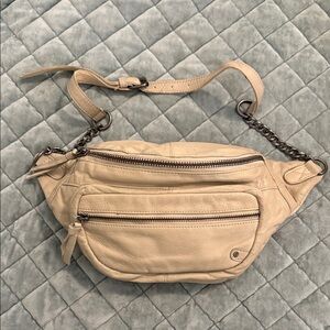 Free People Beige Leather Archer Sling Bag